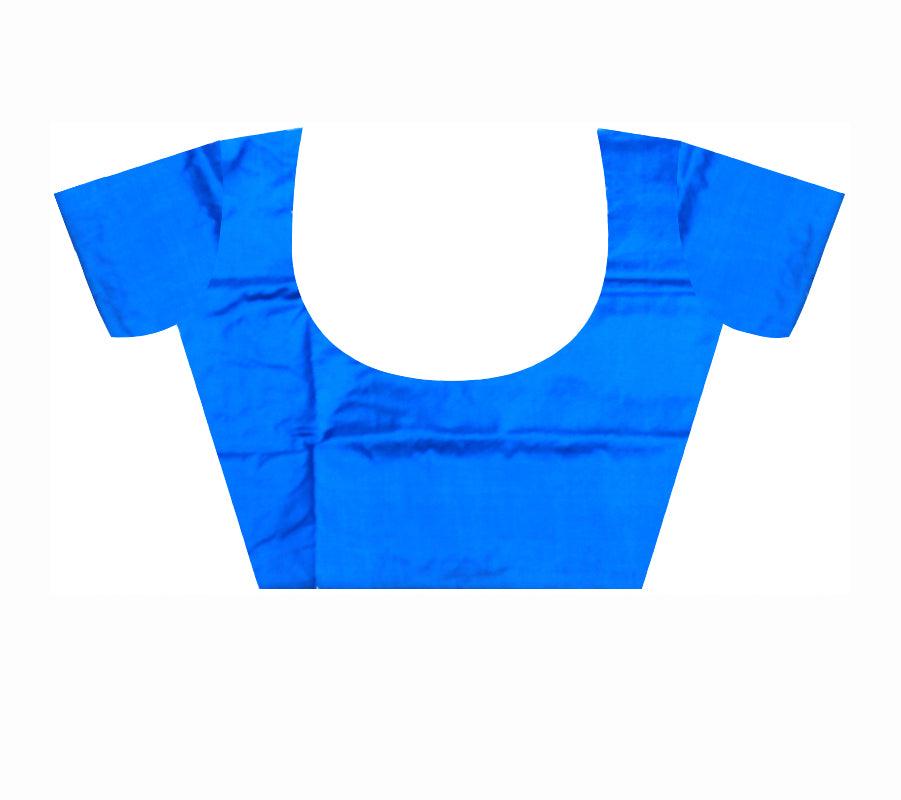 A Sambalpuri pata saree in Red and Blue color kite design with blouse piece. - Koshali Arts & Crafts Enterprise