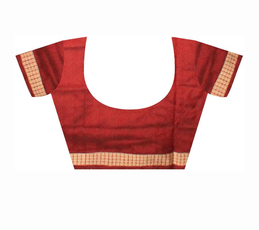 NEW DESIGN SAPTA PATTERN SAMBALPURI PATA SAREE IN BLACK AND RED COLOR BASE, WITH RED BLOUSE PIECE . - Koshali Arts & Crafts Enterprise