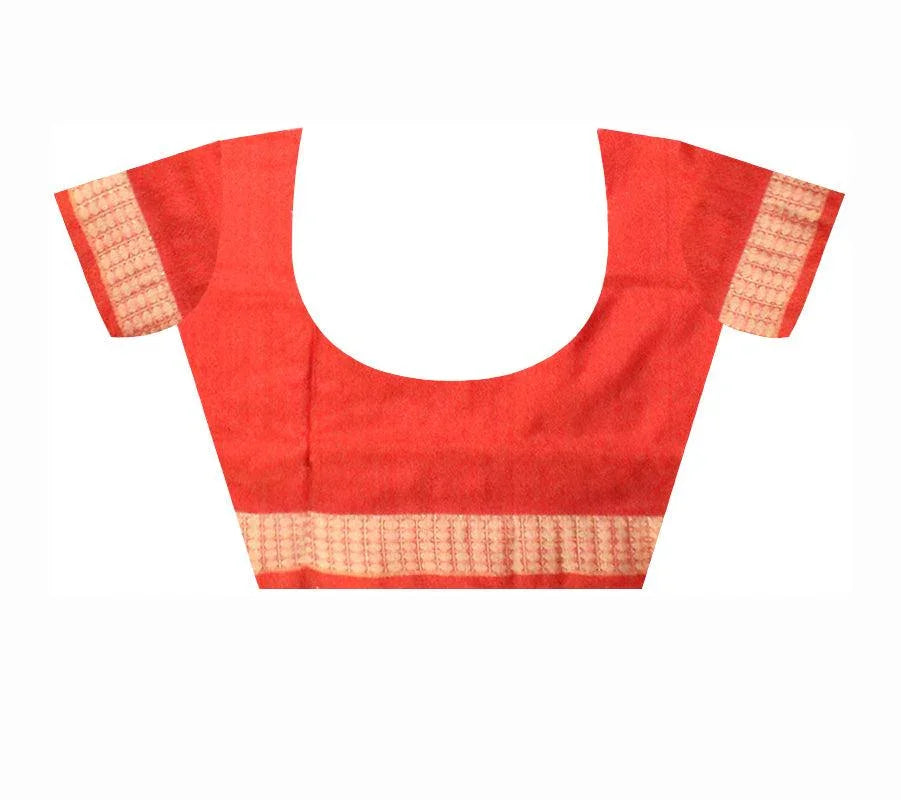 Yellow and red color Sambalpuri Pata Saree. - Koshali Arts & Crafts Enterprise