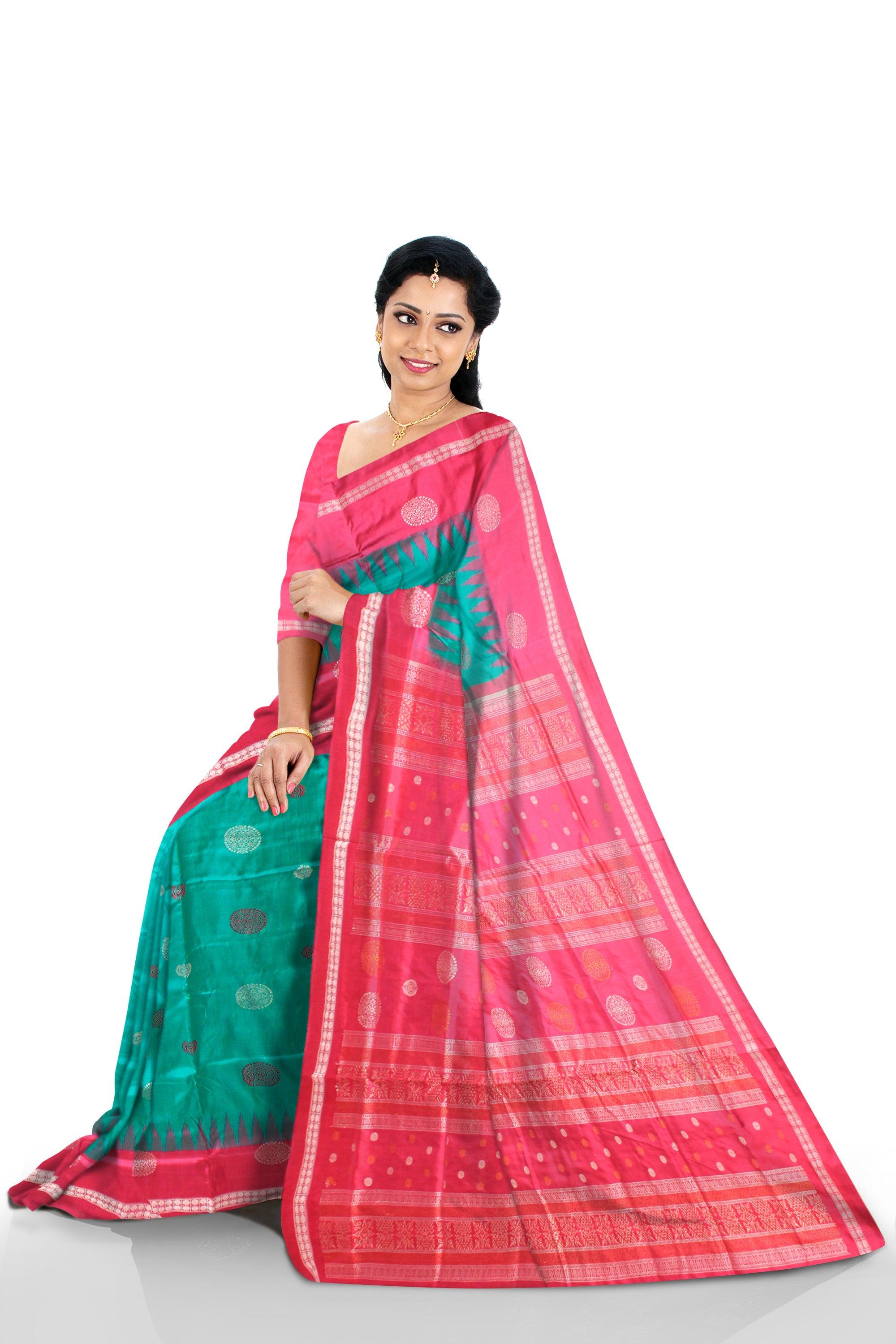 Sky color bace small and big booty pattern Samablpuri Pata saree with blouse piece. - Koshali Arts & Crafts Enterprise