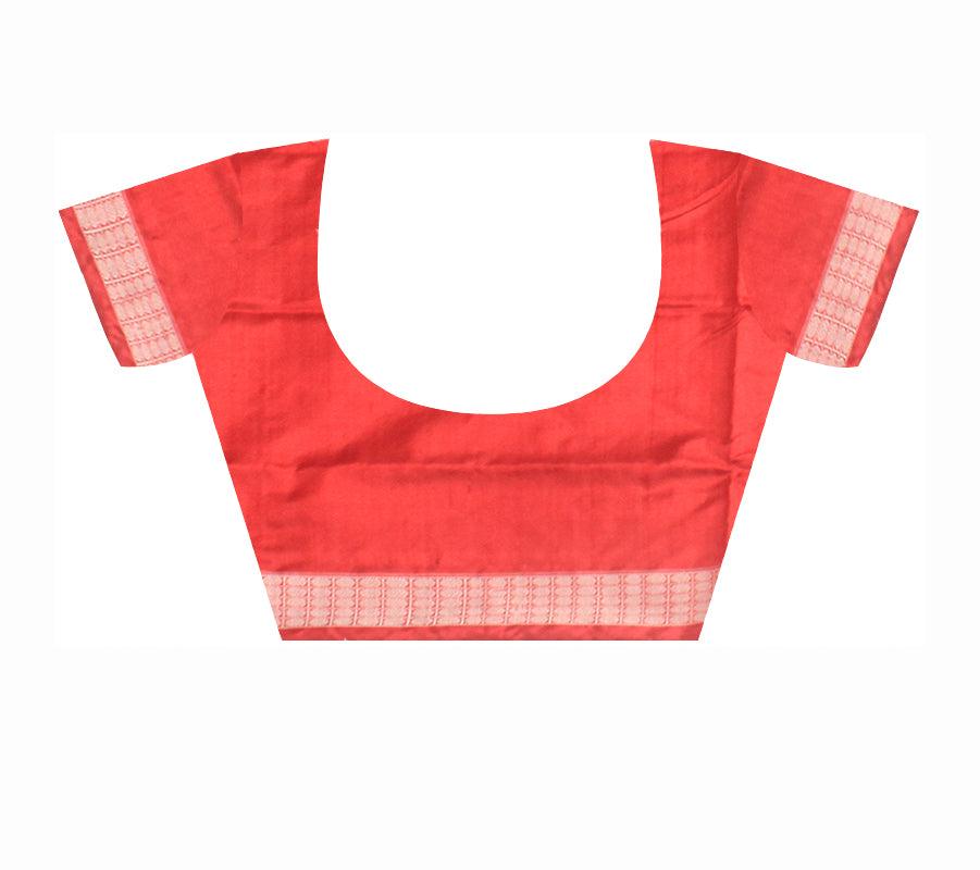 A Sambalpuri Pata saree in Red and Blak color Sapta design body,with blouse piece. - Koshali Arts & Crafts Enterprise