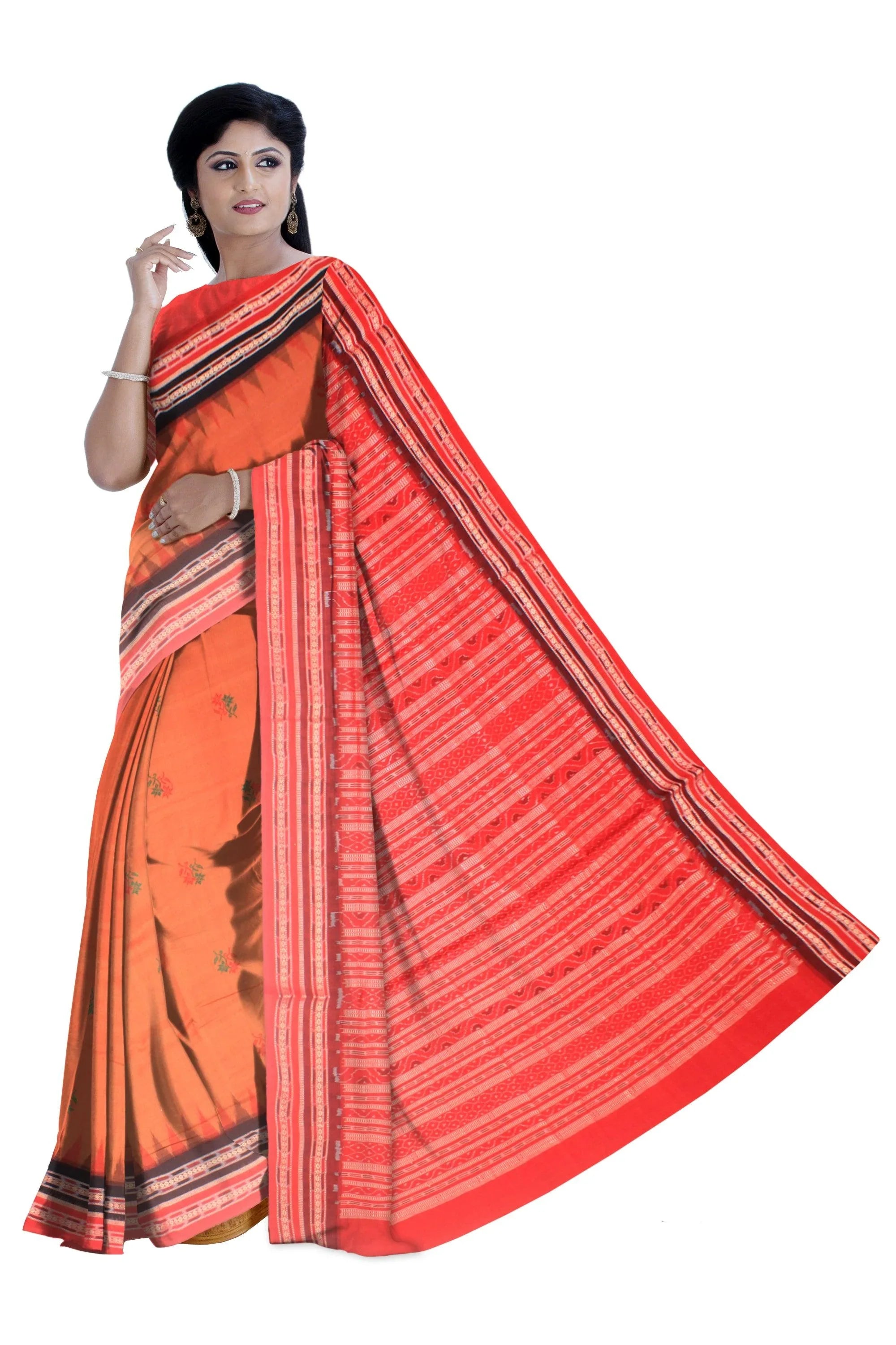 Latest design Light brown colour Sambalpuri cotton saree with blouse piece. - Koshali Arts & Crafts Enterprise