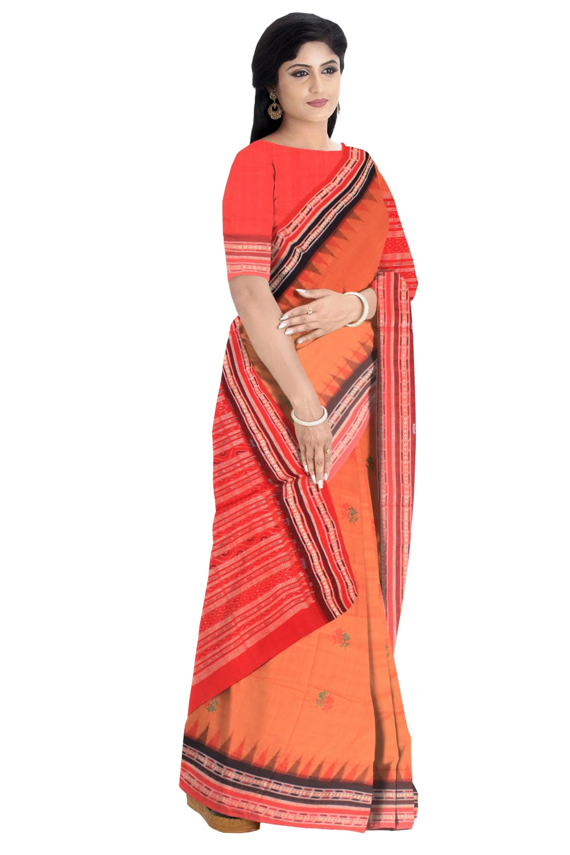 Latest design Light brown colour Sambalpuri cotton saree with blouse piece. - Koshali Arts & Crafts Enterprise