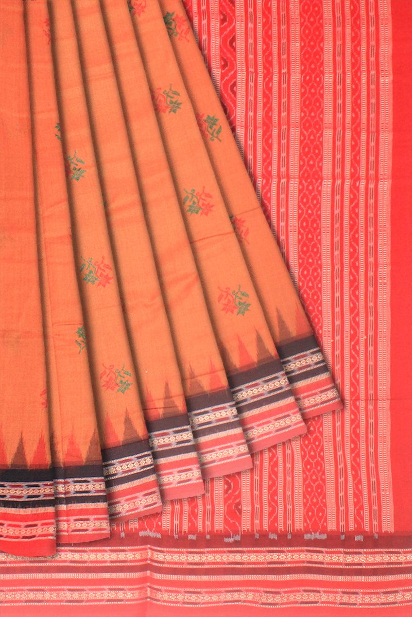 Latest design Light brown colour Sambalpuri cotton saree with blouse piece. - Koshali Arts & Crafts Enterprise