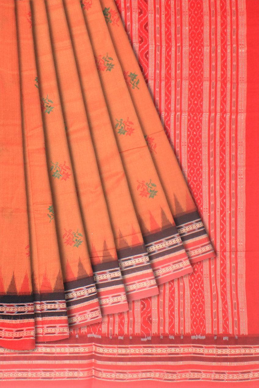 Latest design Light brown colour Sambalpuri cotton saree with blouse piece. - Koshali Arts & Crafts Enterprise
