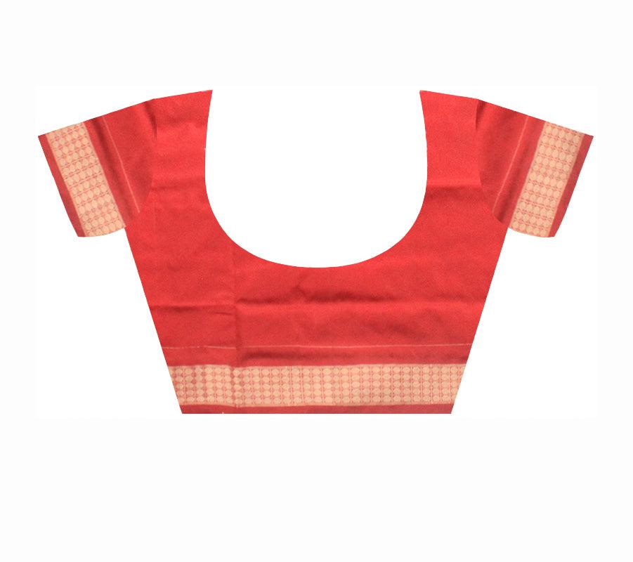 Latest  terracotta traditional dance design orange and golden color pata saree  with blouse piece. - Koshali Arts & Crafts Enterprise