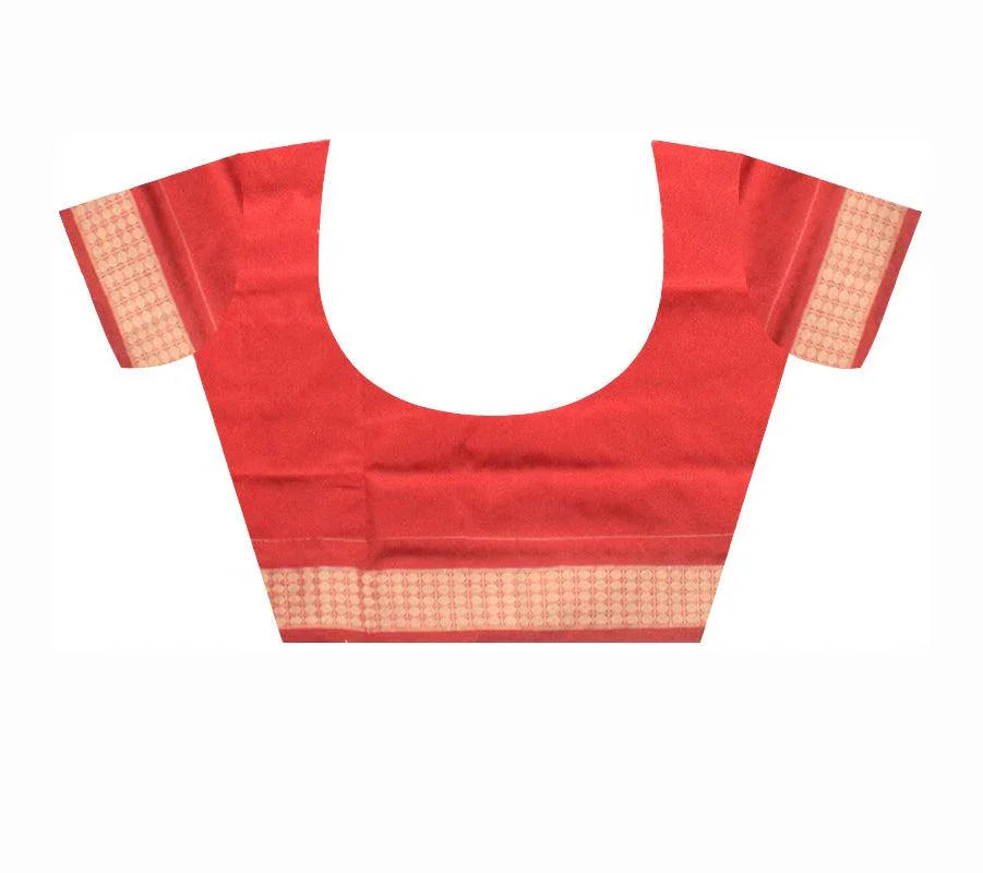 Latest terracotta traditional dance design orange and golden color pata saree with blouse piece. - Koshali Arts & Crafts Enterprise