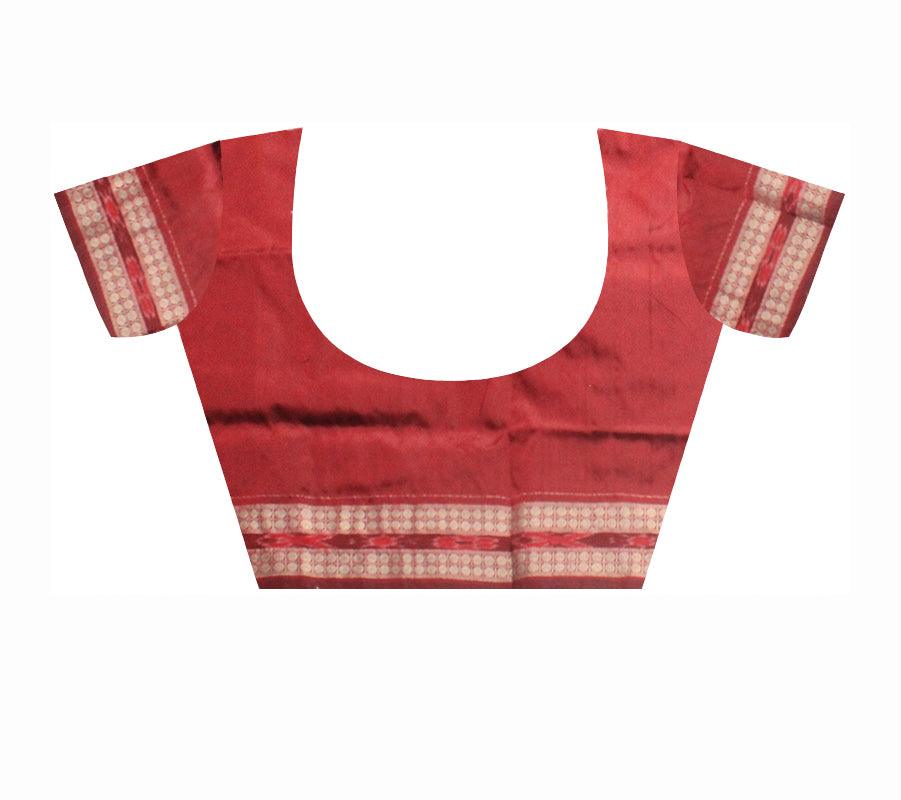 A sambalpuri  saree in green (moss),black, silver and maroon color base, with blouse piece. - Koshali Arts & Crafts Enterprise