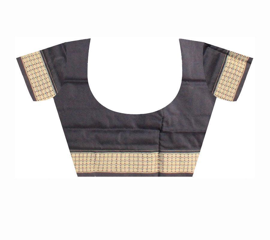 Traditional ikat pattern Sambalpuri Pata Saree in black and maroon Color base ,b with black blouse piece . - Koshali Arts & Crafts Enterprise