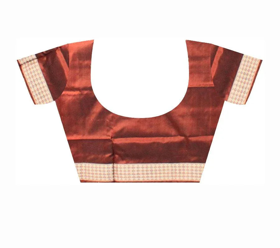Latest design orange and black color pata saree with blouse piece. - Koshali Arts & Crafts Enterprise