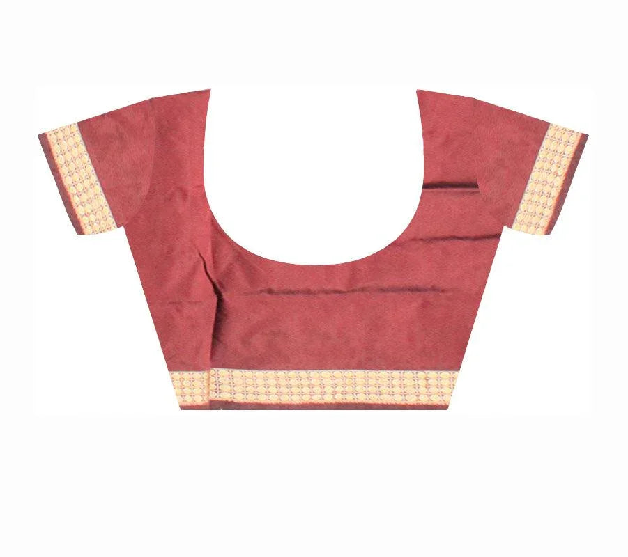 ikat pattern Sambalpuri Pata Saree in black and maroon Color base, with black blouse piece . - Koshali Arts & Crafts Enterprise