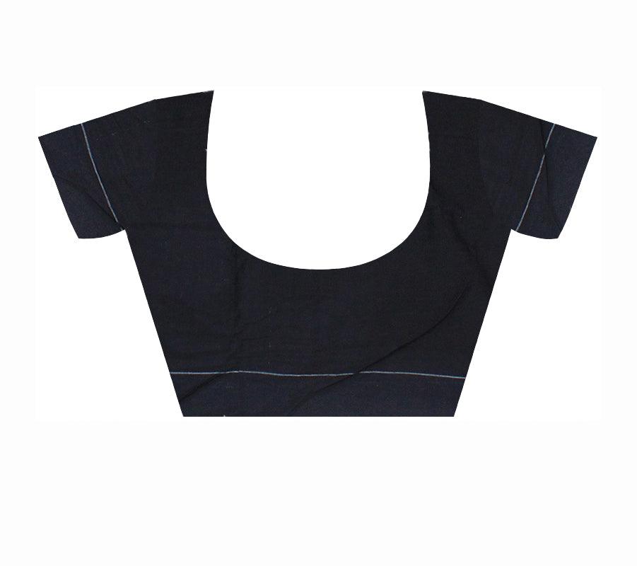 New  Sambalpuri cotton in  deep blue and orange color  saree. Available with blouse piece. - Koshali Arts & Crafts Enterprise