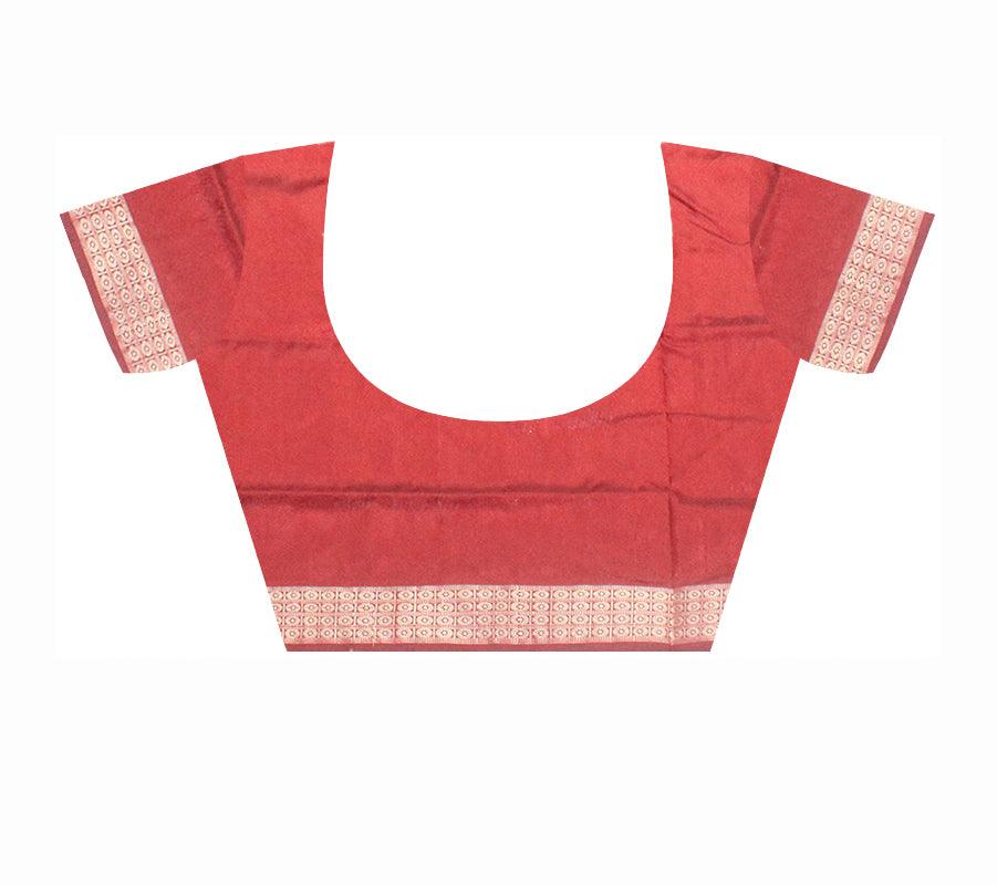 A sambalpuri pata saree is maroon , dark blue and silver color base, with blouse piece. - Koshali Arts & Crafts Enterprise