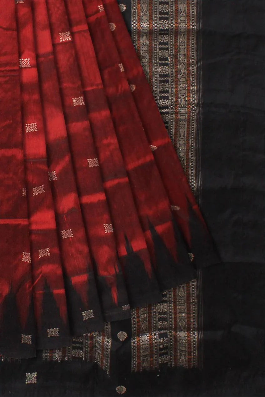 Sambalpuri pata saree in maroon color ,pallu latest design,with blouse piece. - Koshali Arts & Crafts Enterprise