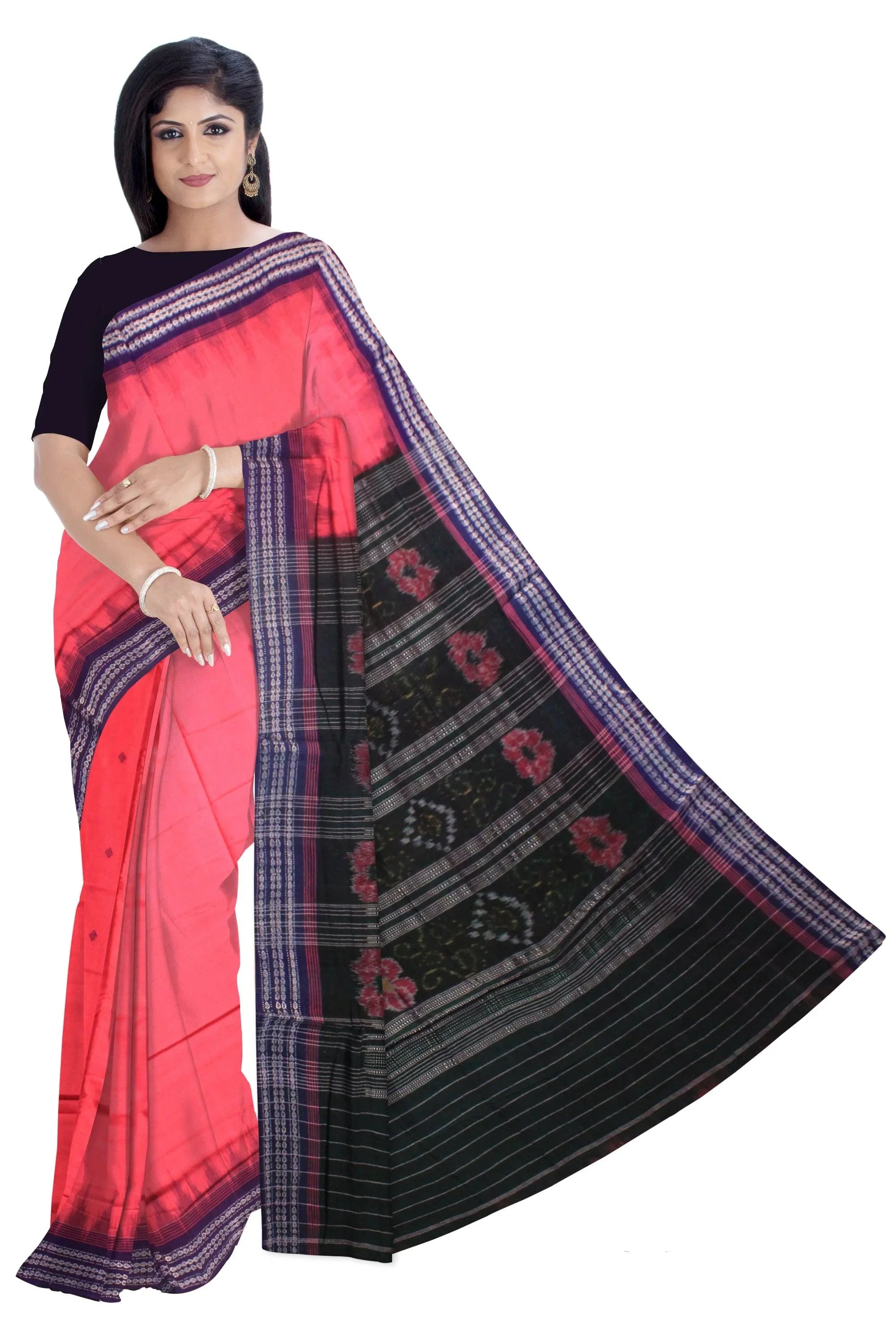 Sambalpuri cotton saree in pink colour. - Koshali Arts & Crafts Enterprise