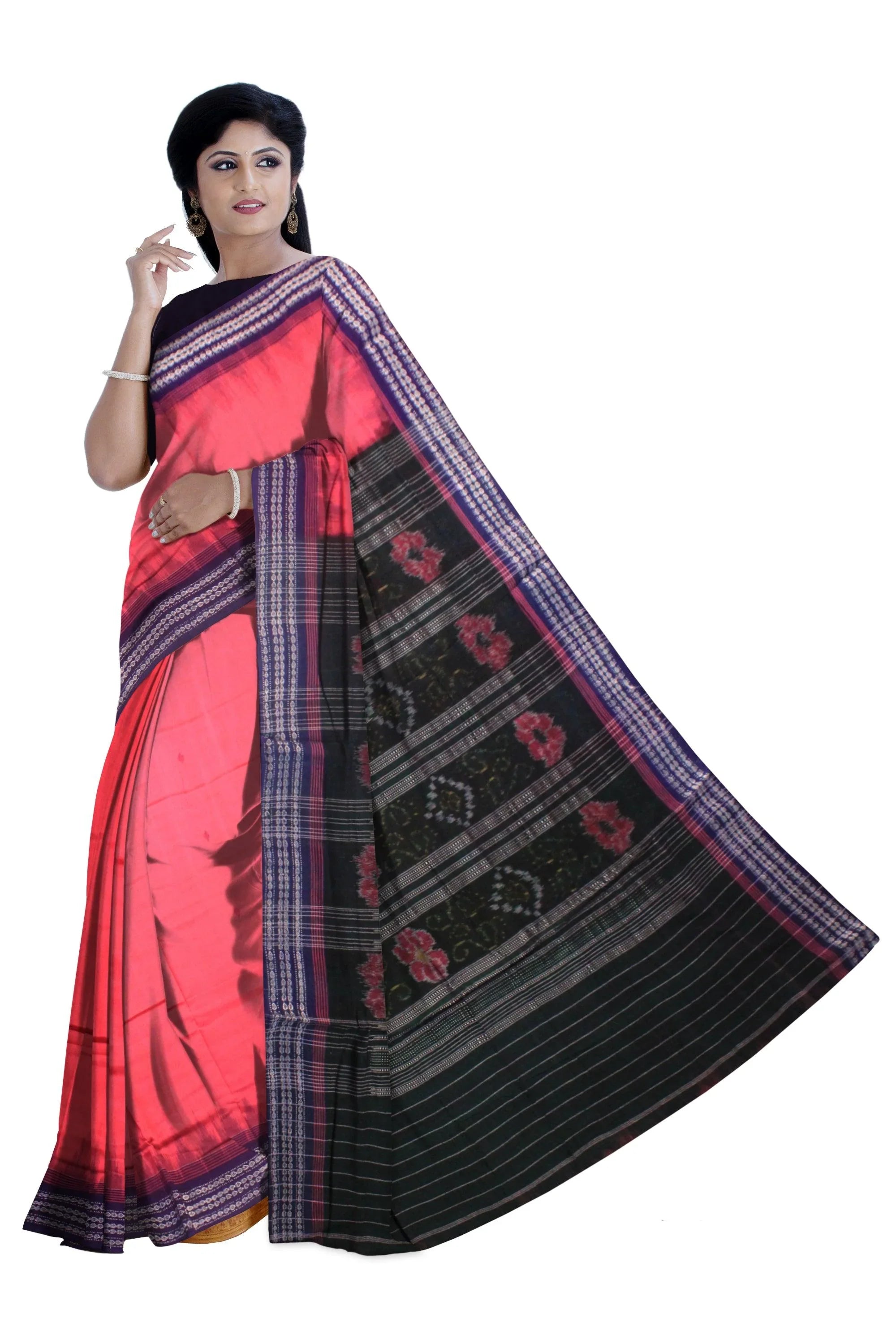 Sambalpuri cotton saree in pink colour. - Koshali Arts & Crafts Enterprise