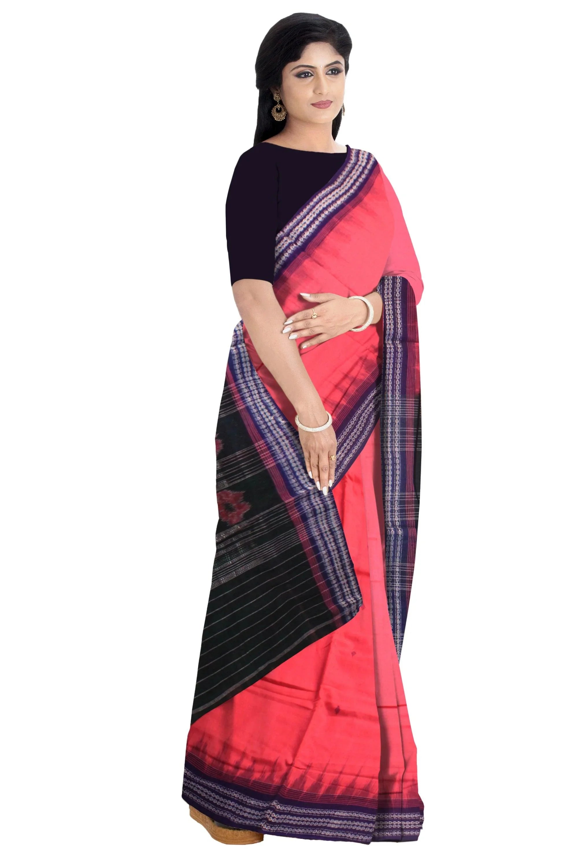 Sambalpuri cotton saree in pink colour. - Koshali Arts & Crafts Enterprise