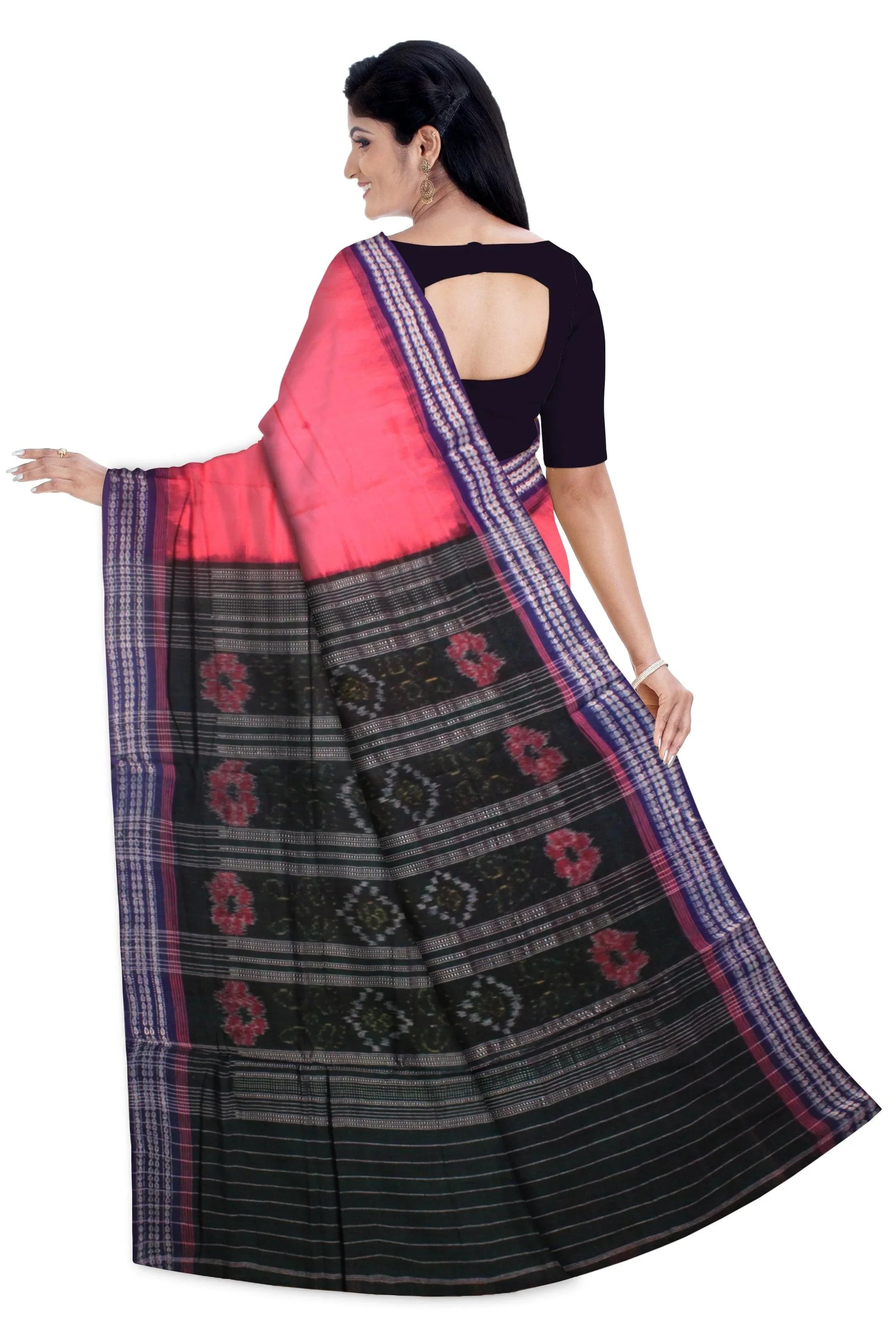 Sambalpuri cotton saree in pink colour. - Koshali Arts & Crafts Enterprise