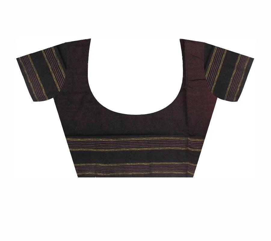 Sambalpuri cotton saree in pink and black color. - Koshali Arts & Crafts Enterprise