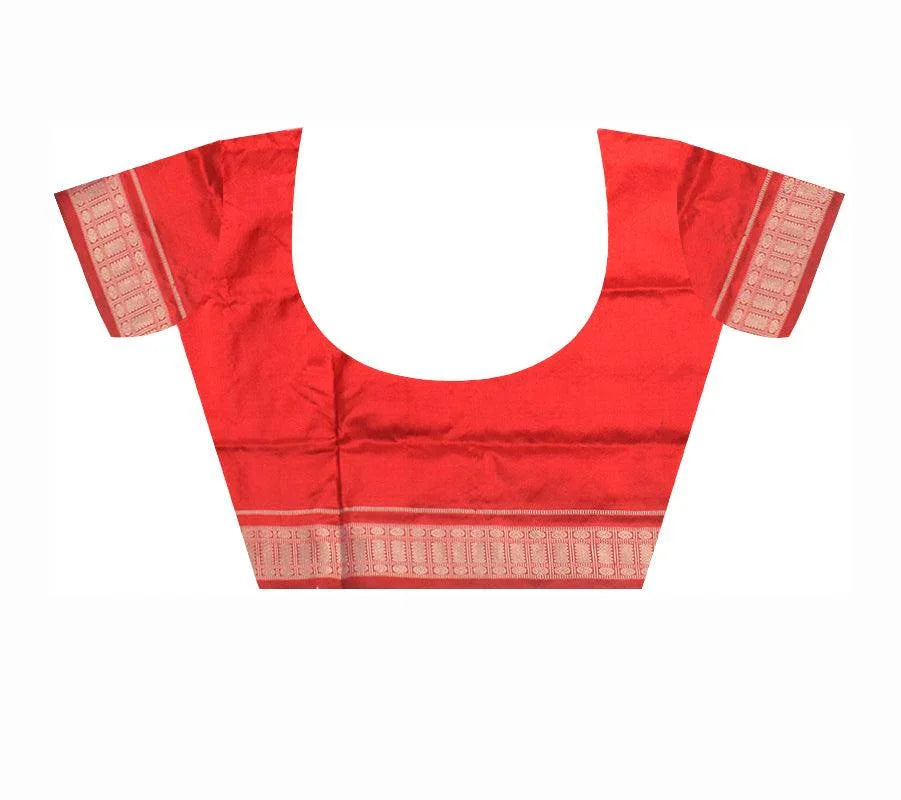 SAMBALPURI PATA SAREE IN BLUE AND RED COLOR , WITH BLOUSE PIECE. - Koshali Arts & Crafts Enterprise