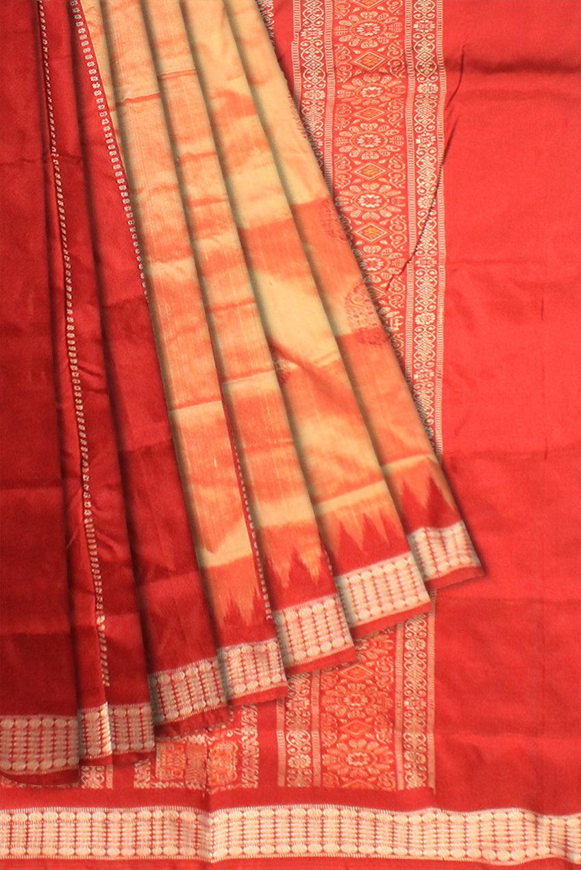 Latest Patli design light Pishta color Pata Saree. - Koshali Arts & Crafts Enterprise