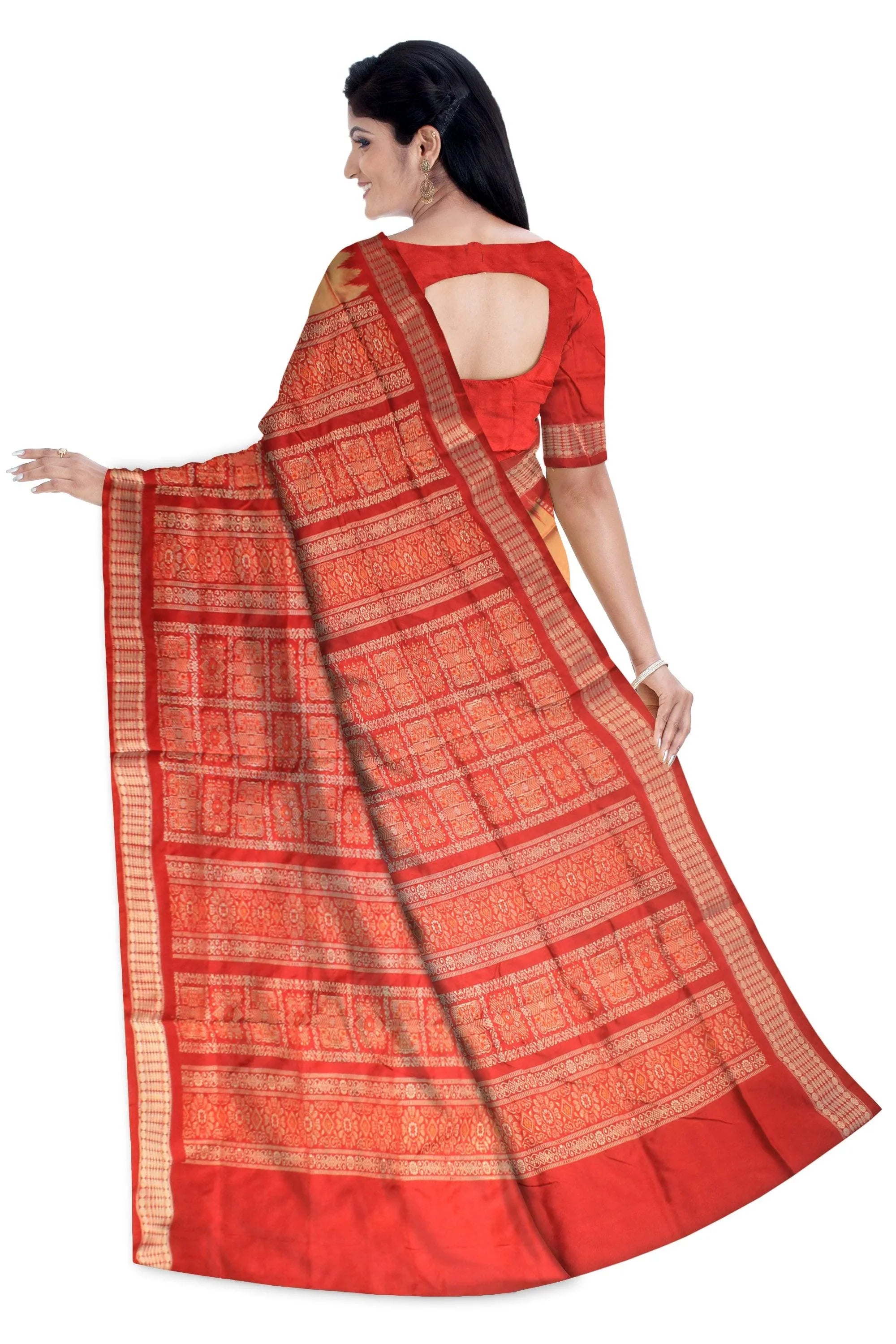 Latest Patli design light Pishta color Pata Saree. - Koshali Arts & Crafts Enterprise