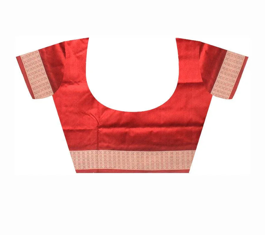 BLUE COLOR SONEPURI BANDHA DESIGNED PATA SAREE IN BIRDS AND TREES PATTERN - Koshali Arts & Crafts Enterprise