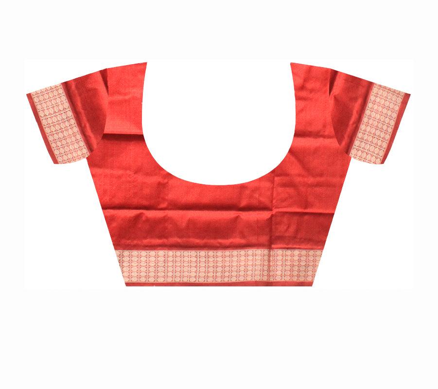 Most popular sambalpuri design with green and maroon color pata with blouse piece. - Koshali Arts & Crafts Enterprise