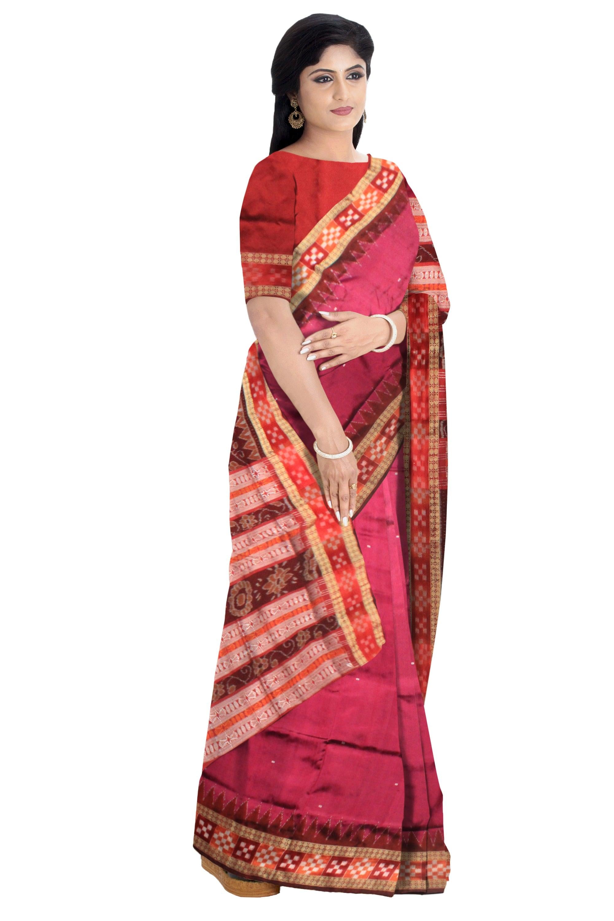 LATEST DESIGN DARK PINK  AND MAROON COLOR DHADI SAPTA SAMBALPURI PATA SAREE. - Koshali Arts & Crafts Enterprise