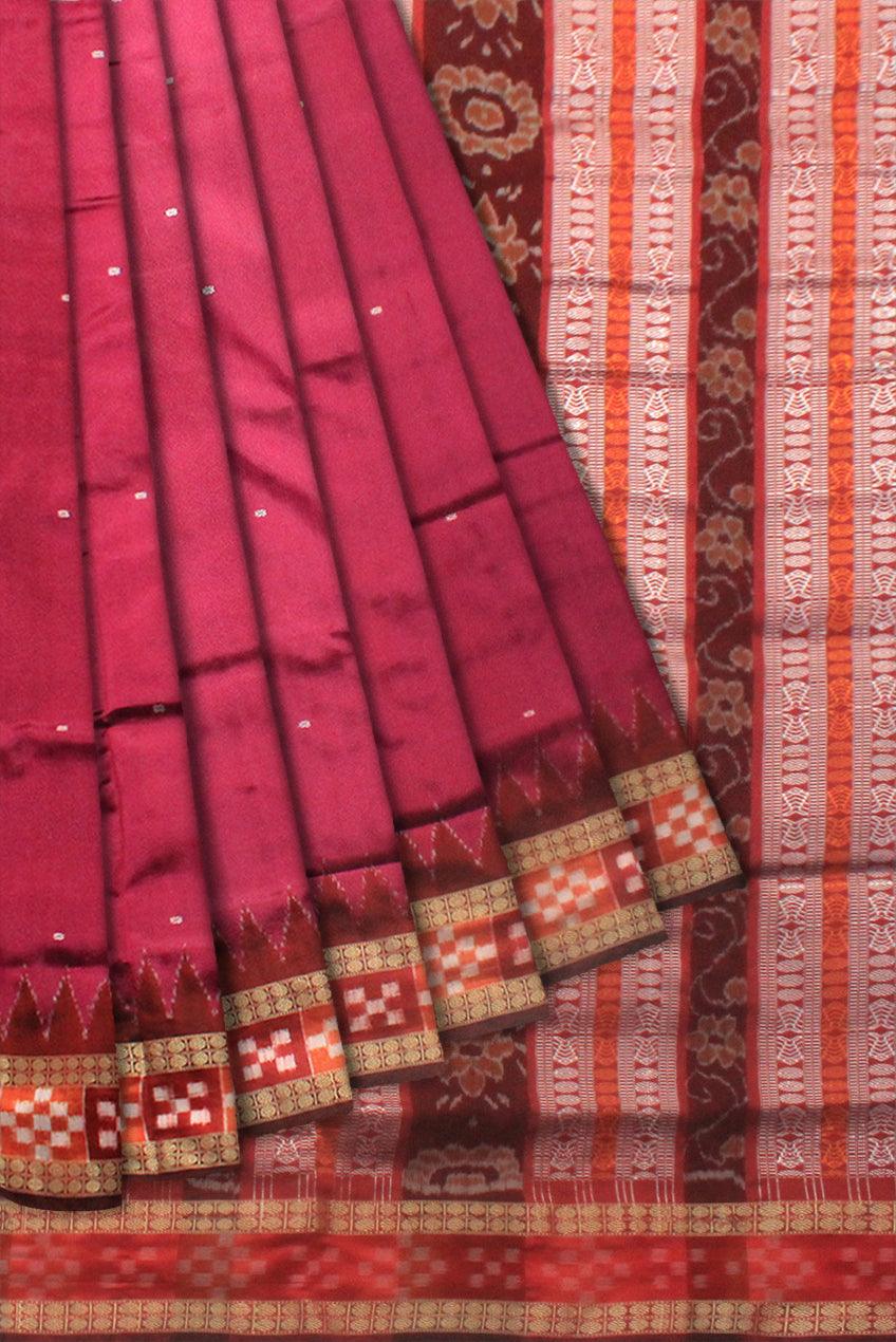 LATEST DESIGN DARK PINK  AND MAROON COLOR DHADI SAPTA SAMBALPURI PATA SAREE. - Koshali Arts & Crafts Enterprise