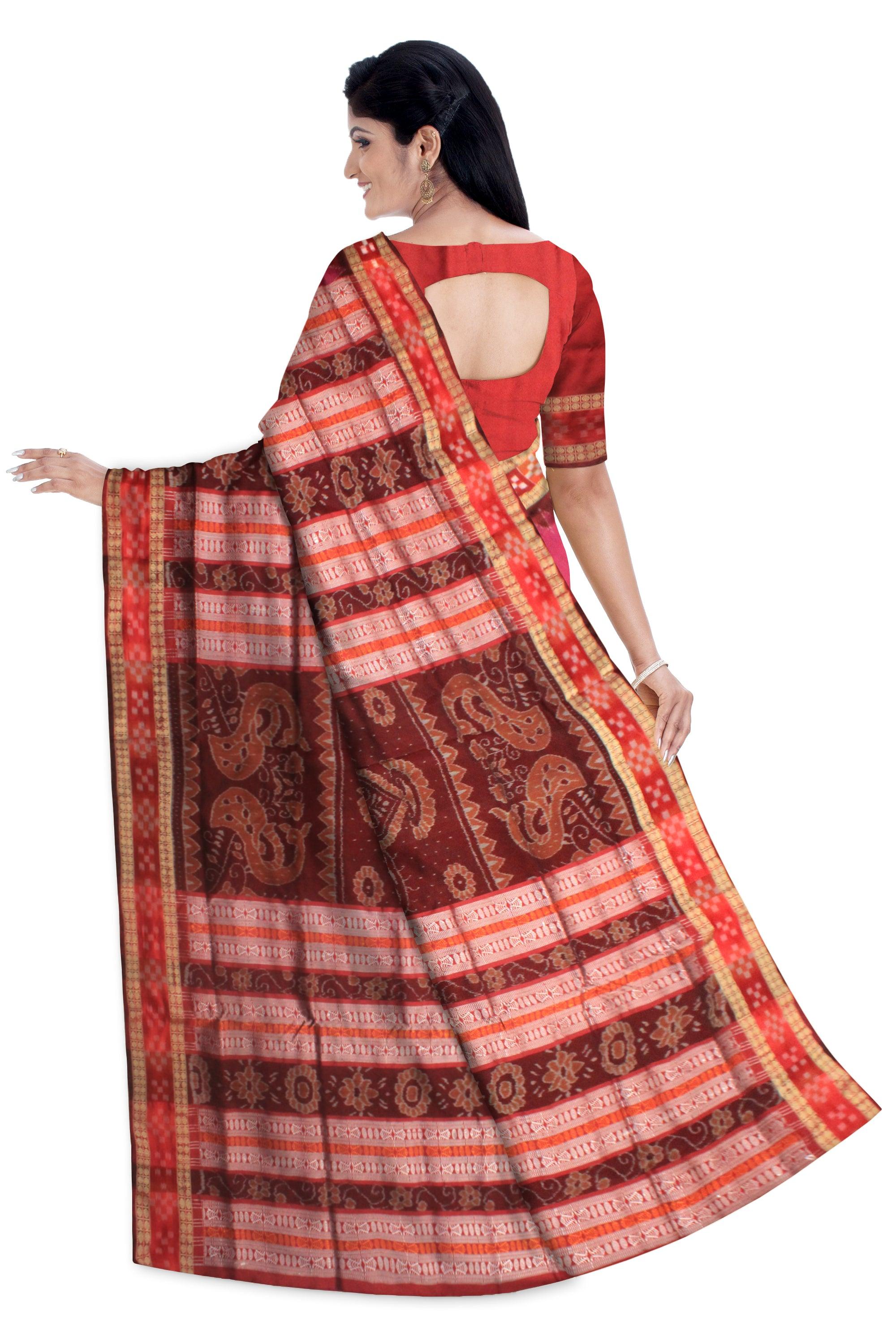 LATEST DESIGN DARK PINK  AND MAROON COLOR DHADI SAPTA SAMBALPURI PATA SAREE. - Koshali Arts & Crafts Enterprise