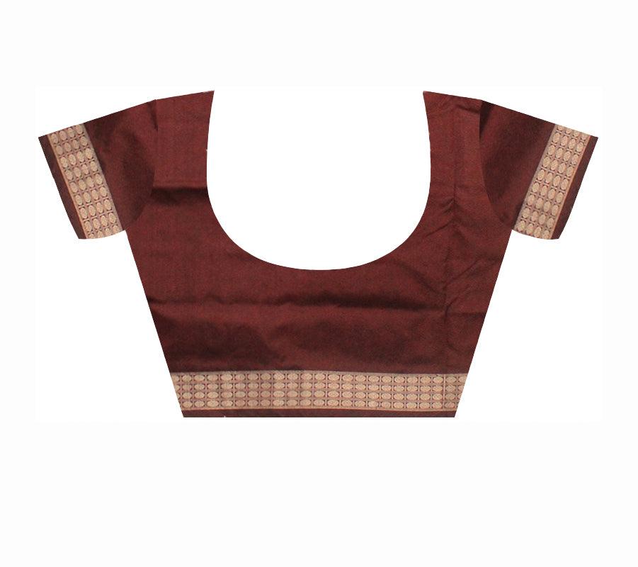 GRAY COLOR CHANDUA DESIGN PATA WITH BLOUSE PIECE. - Koshali Arts & Crafts Enterprise