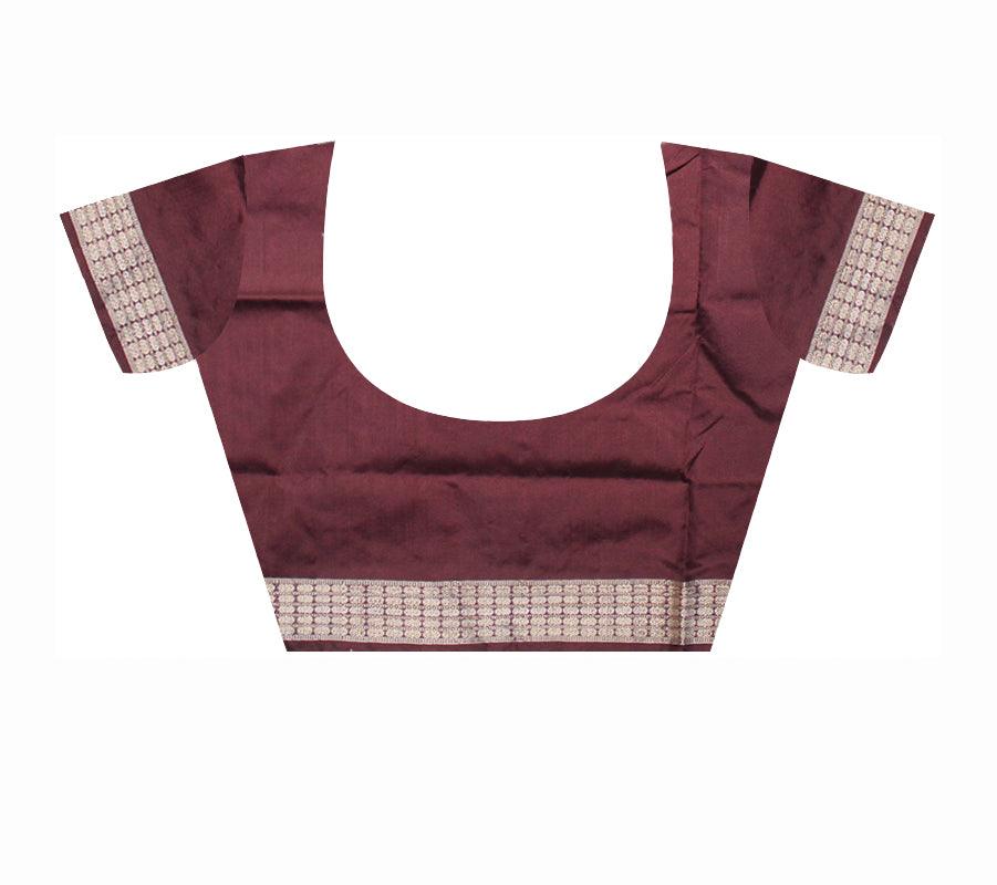 SONEPURI BOMKEI PATA SAREE IN GRAY AND COFFEE COLOR, WITH BLOUSE PIECE. - Koshali Arts & Crafts Enterprise