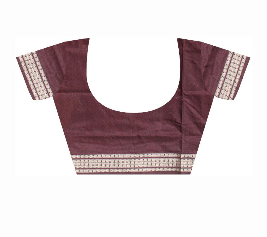 YELLOW AND COFFEE LINING BOMKAI PATA SAREE WITH BLOUSE PIECE. - Koshali Arts & Crafts Enterprise