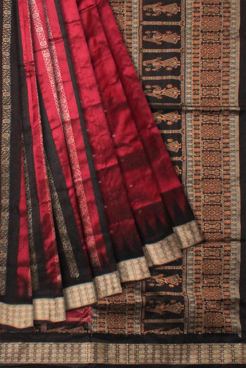 PINK COLOR SONEPUR PATLI SAREE, DOLL PRINT PALLU. AVAILABLE WITH BLOUSE PIECE. - Koshali Arts & Crafts Enterprise