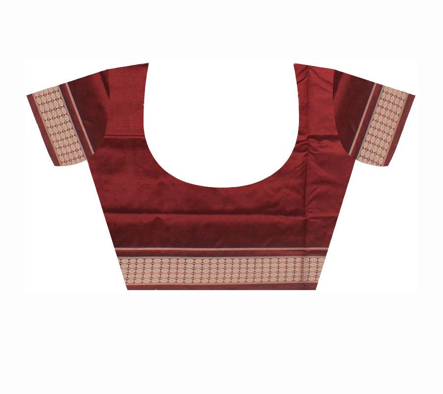 BABY PINK AND MAROON COLOR BOOTY PATTERN PATA SAREE , ATTACHED WITH BLOUSE PIECE. - Koshali Arts & Crafts Enterprise