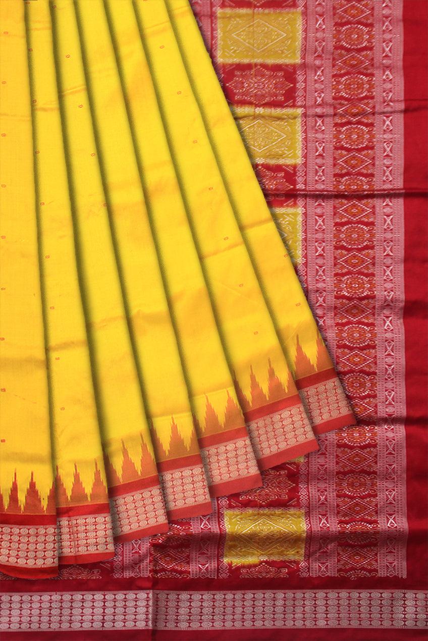 MARRIAGE COLLECTION PATA SAREE IN YELLOW AND RED COLOR BASE, WITH BLOUSE PIECE. - Koshali Arts & Crafts Enterprise