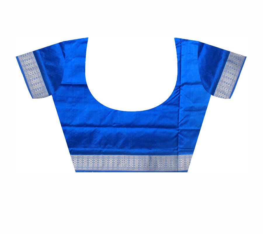 AQUA AND SKY COLOR BOOTY PATTERN SONEPUR PATA SAREE , COMES WITH BLOUSE PIECE. - Koshali Arts & Crafts Enterprise