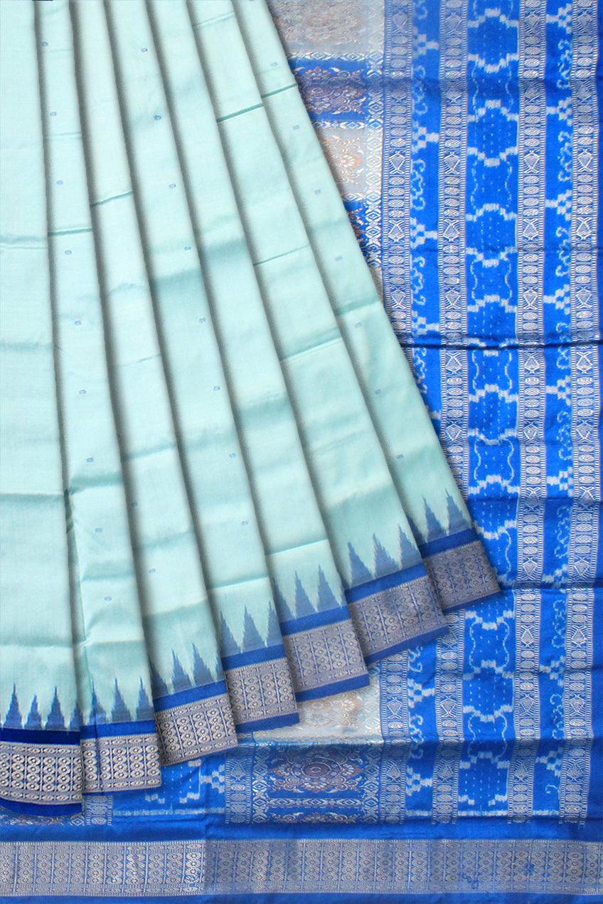 AQUA AND SKY COLOR BOOTY PATTERN SONEPUR PATA SAREE , COMES WITH BLOUSE PIECE. - Koshali Arts & Crafts Enterprise