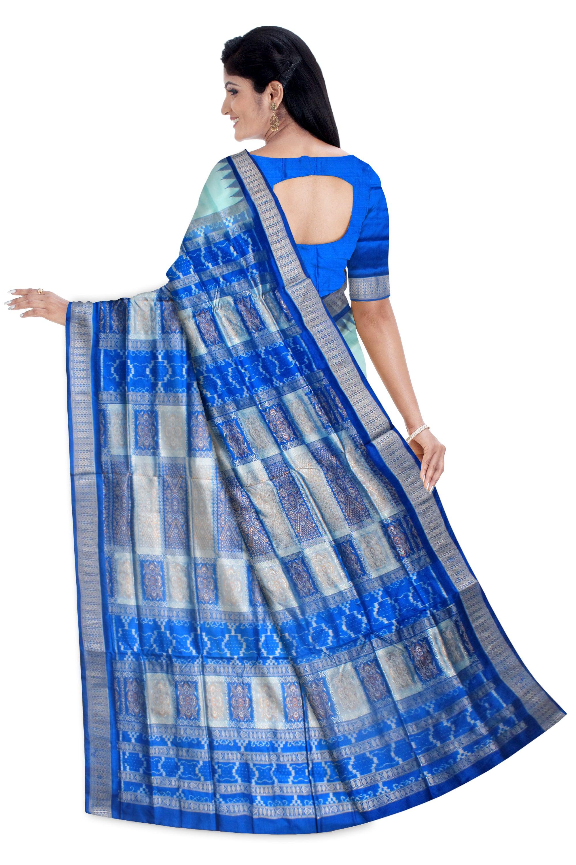 AQUA AND SKY COLOR BOOTY PATTERN SONEPUR PATA SAREE , COMES WITH BLOUSE PIECE. - Koshali Arts & Crafts Enterprise