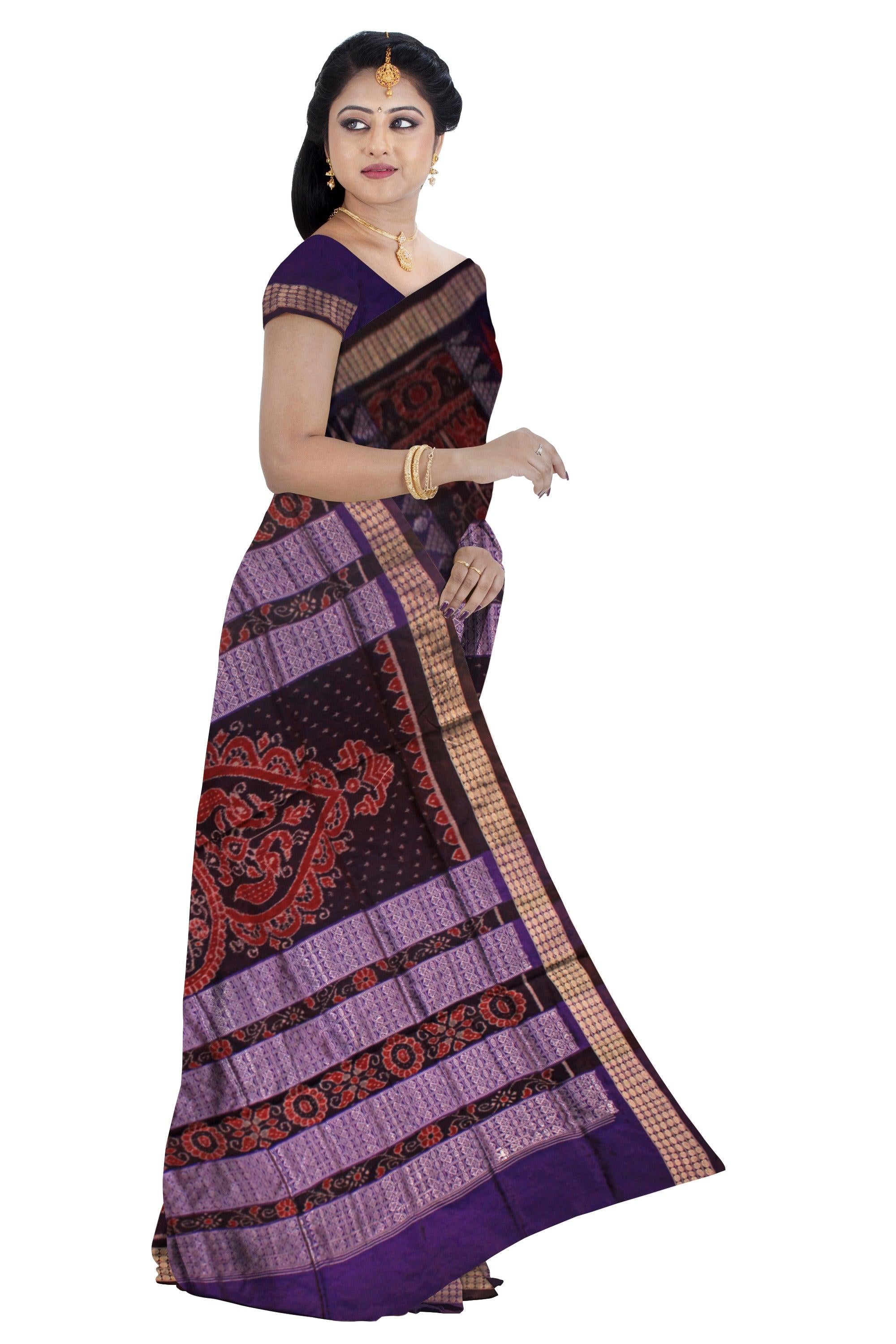 GREY, PINK AND BLUE COLOR BANDHA  PATTERN  SONEPUR SAREE, COMES WITH BLOUSE PIECE. - Koshali Arts & Crafts Enterprise