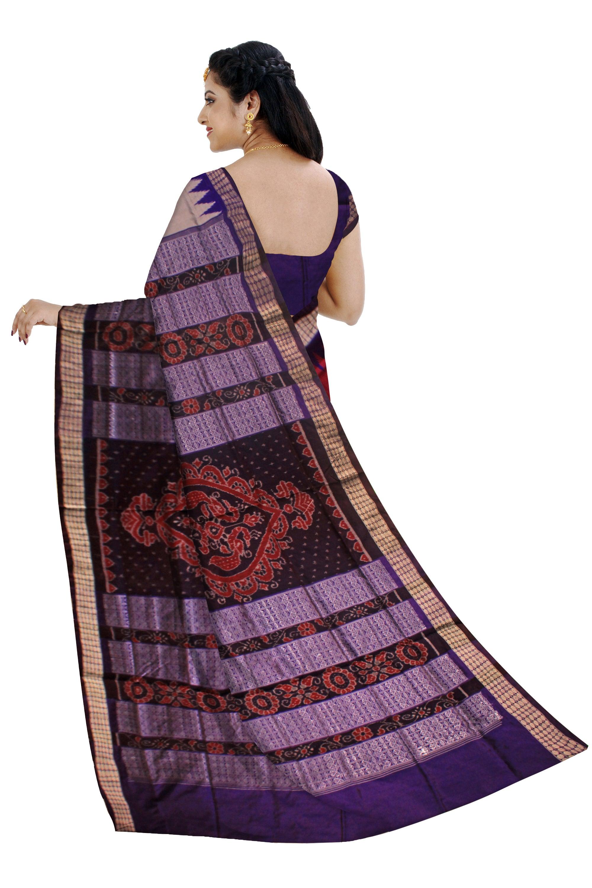 GREY, PINK AND BLUE COLOR BANDHA PATTERN SONEPUR SAREE, COMES WITH BLOUSE PIECE. - Koshali Arts & Crafts Enterprise