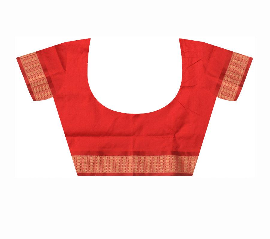 LATEST TRADITIONAL DESIGN IN RED COLOUR MIX SILK SAREE WITH BLOUSE PIECE. - Koshali Arts & Crafts Enterprise