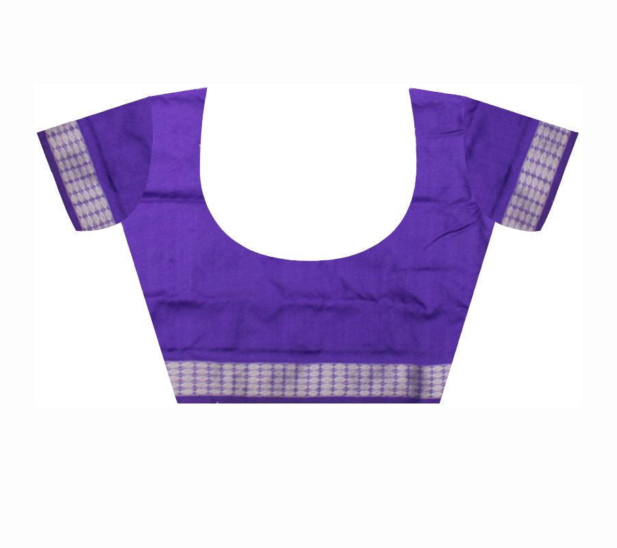 SILVER AND BLUE COLOR CHANDUA PATA SAREE, COMES WITH BLOUSE PIECE. - Koshali Arts & Crafts Enterprise