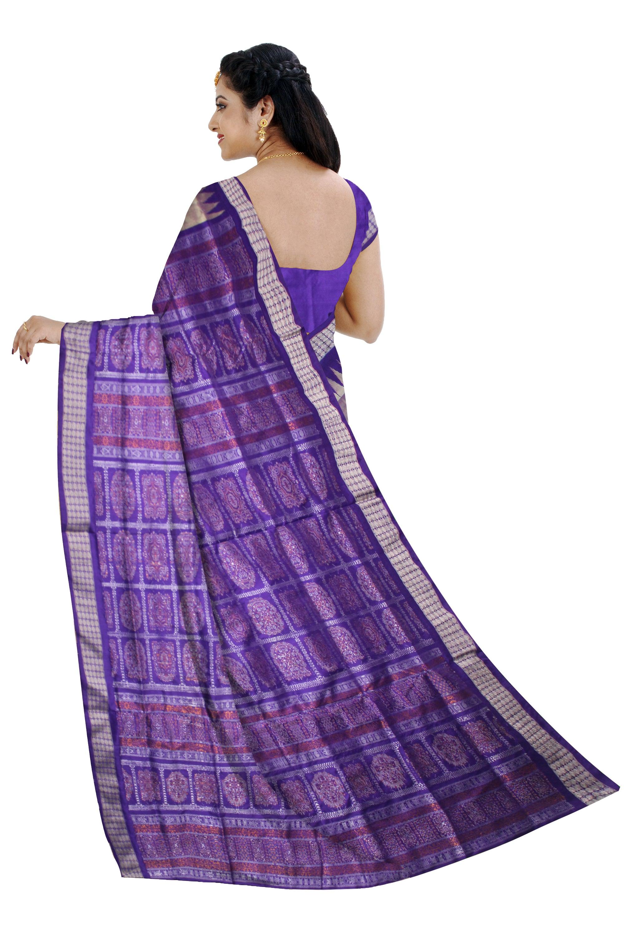 SILVER AND BLUE COLOR CHANDUA PATA SAREE, COMES WITH BLOUSE PIECE. - Koshali Arts & Crafts Enterprise