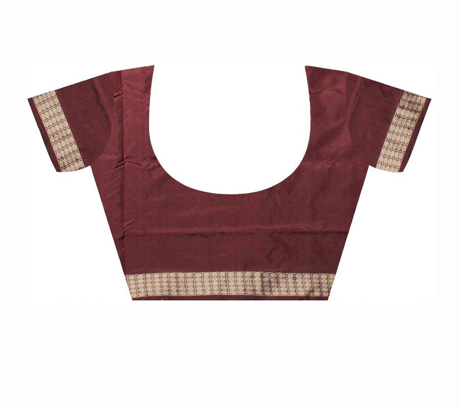 PINK, COFFEE  AND SILVER COLOR BANDHA PATERN PATA SAREE, WITH BLOUSE PIECE. - Koshali Arts & Crafts Enterprise