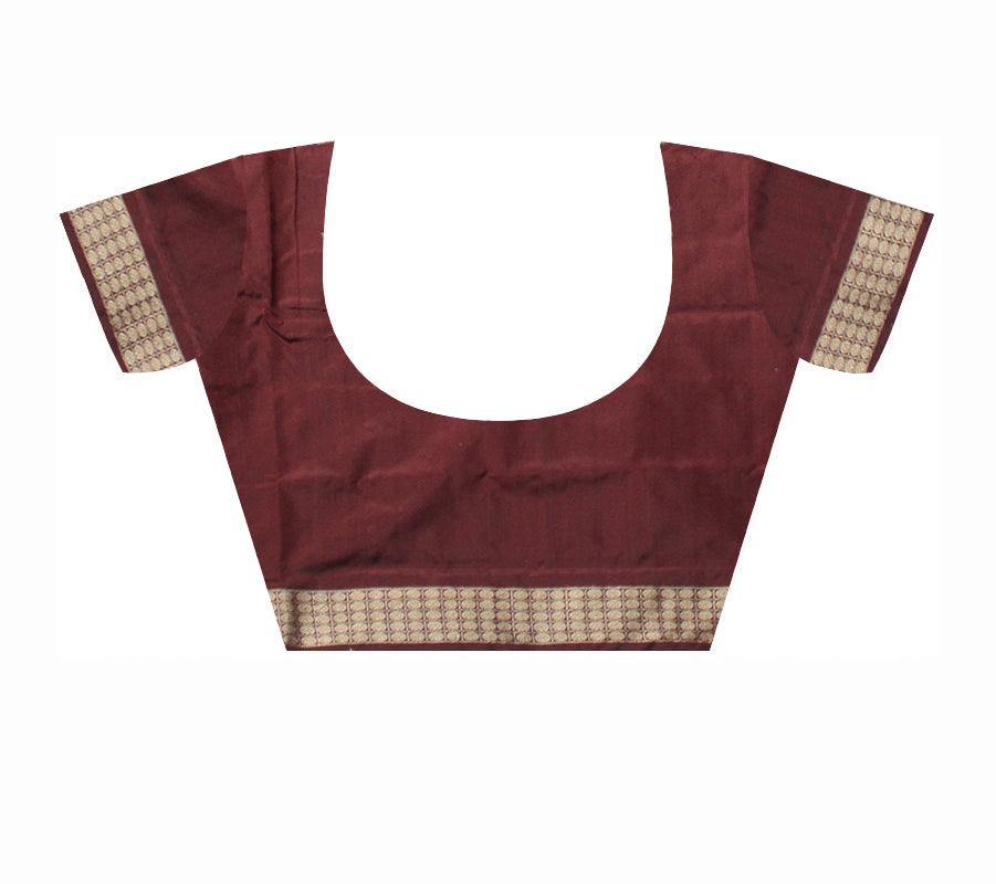 REDORANGE  AND COFFEE COLOR BANDHA PATERN PATA SAREE, WITH BLOUSE PIECE. - Koshali Arts & Crafts Enterprise