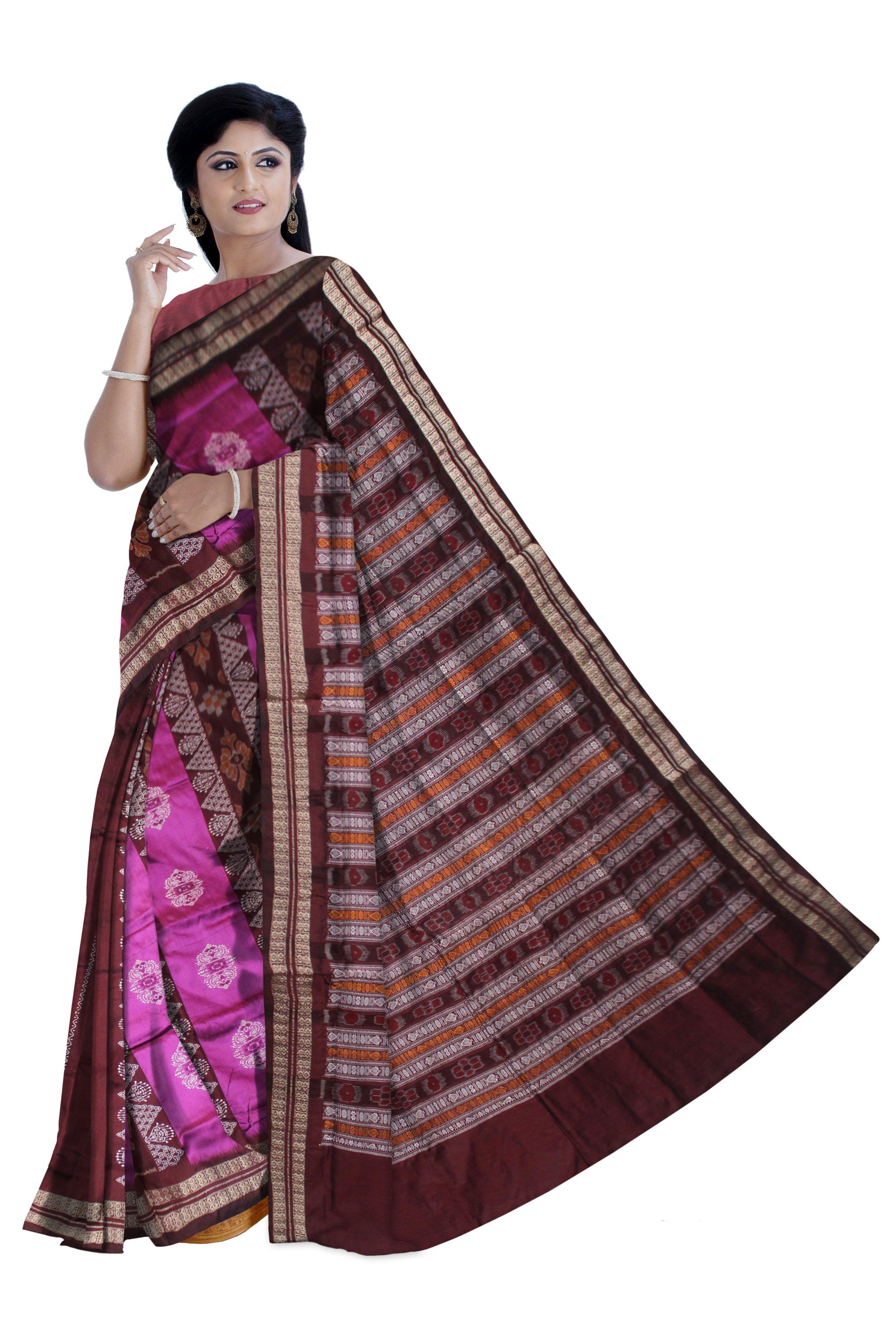 PINK AND MAROON PATLI SAREE , WITH BLOUSE PIECE. - Koshali Arts & Crafts Enterprise