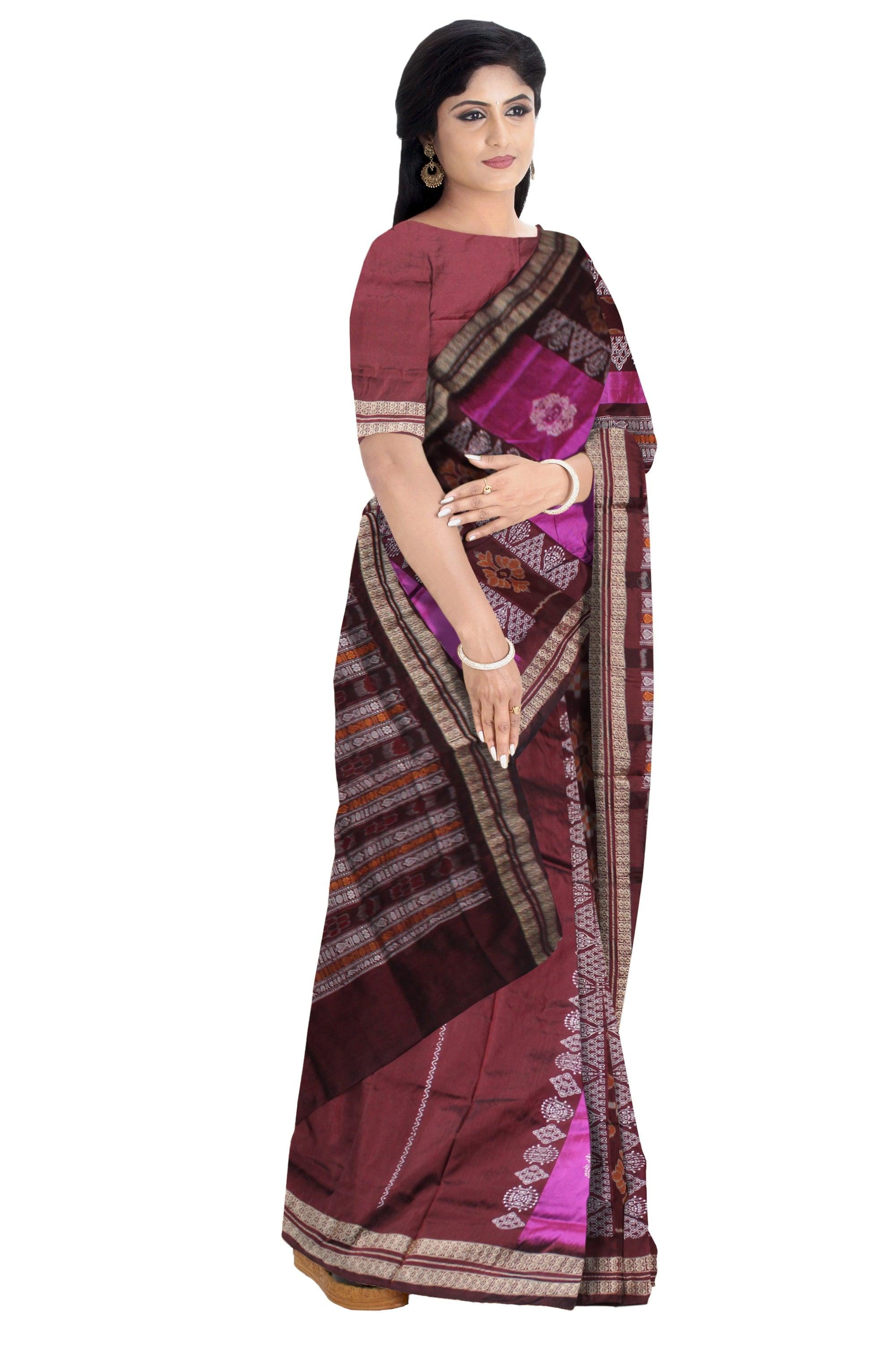 PINK AND MAROON PATLI SAREE , WITH BLOUSE PIECE. - Koshali Arts & Crafts Enterprise