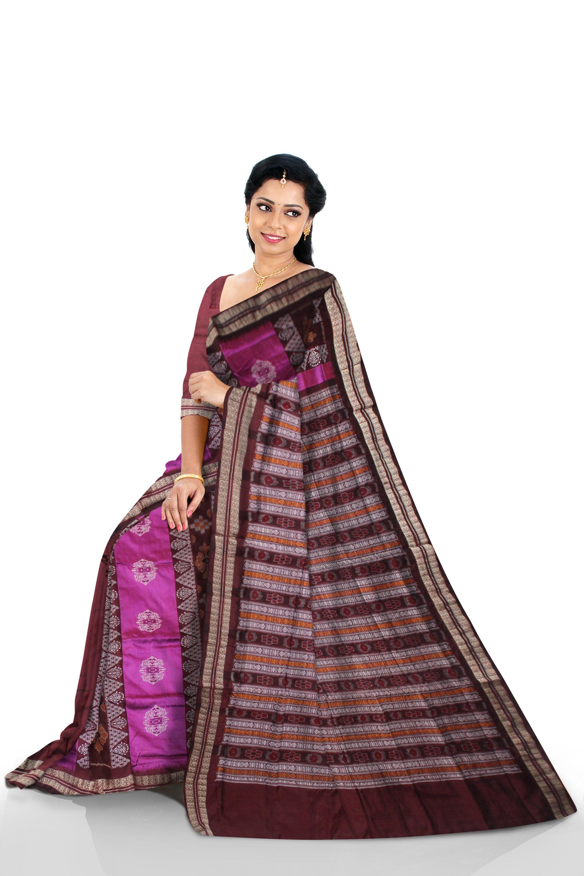 PINK AND MAROON PATLI SAREE , WITH BLOUSE PIECE. - Koshali Arts & Crafts Enterprise